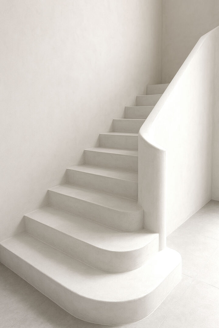 Le béton ciré pour escalier : alliance de design, de durabilité et de simplicité grâce aux kits prêts à l’emploi