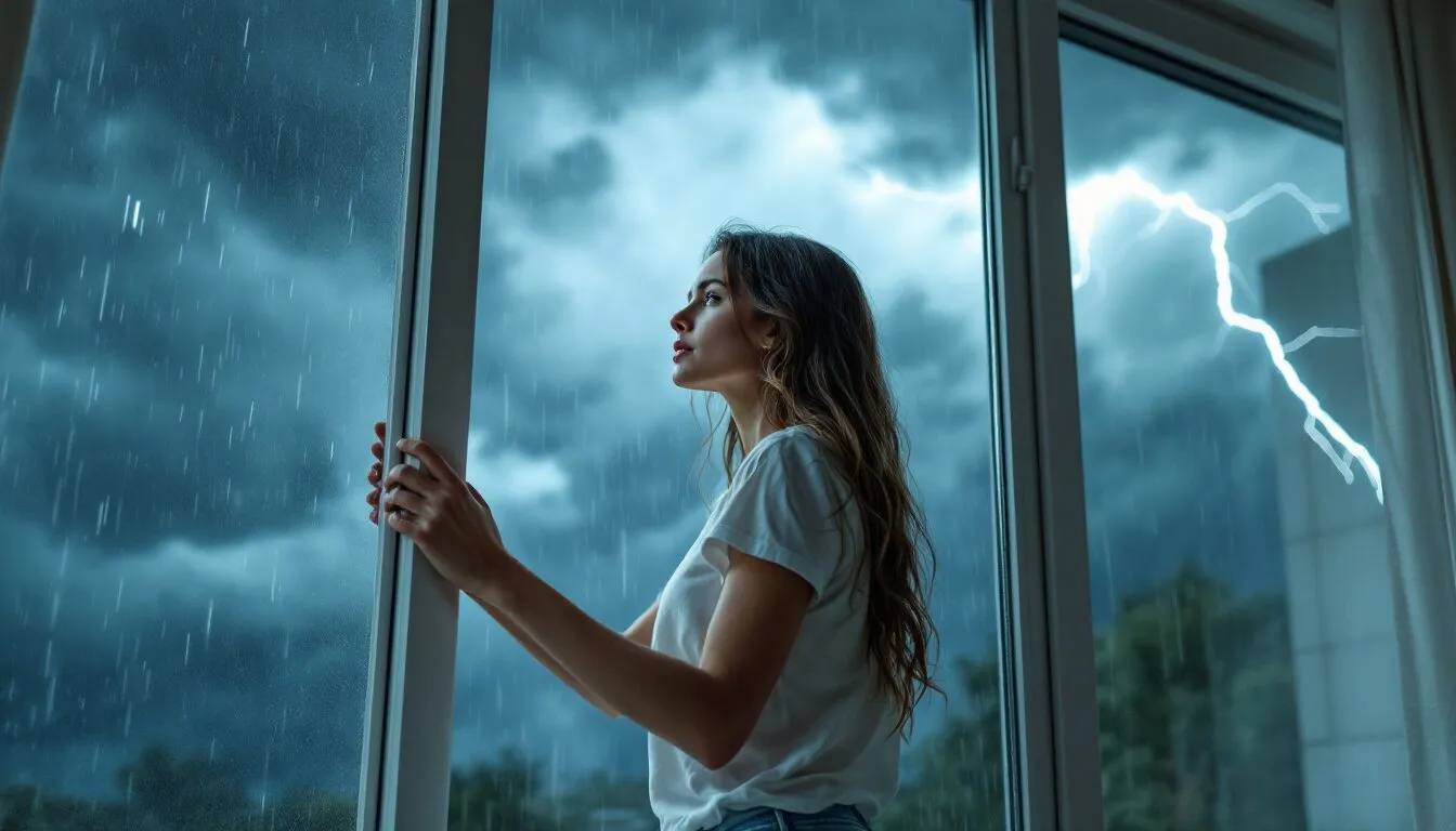 orage et fenetre ouverte