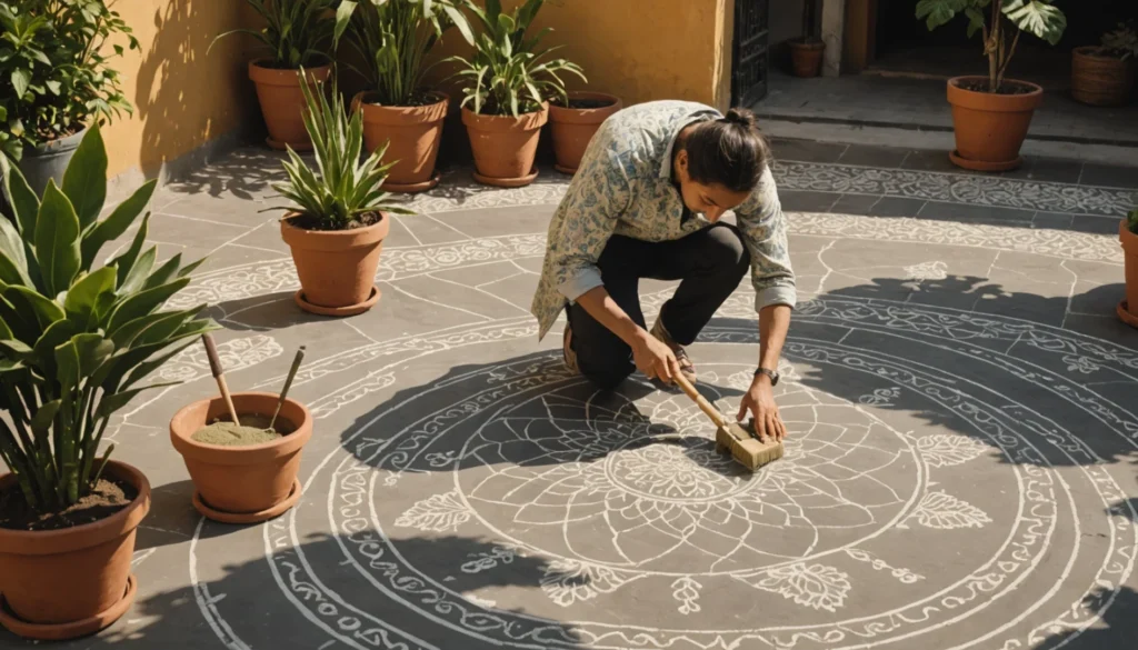 peinture à la farine sur béton