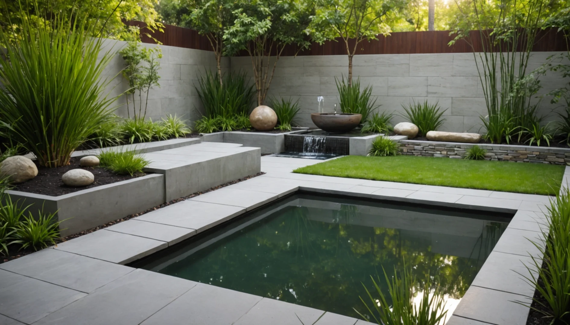 eau moderne dans le jardin
