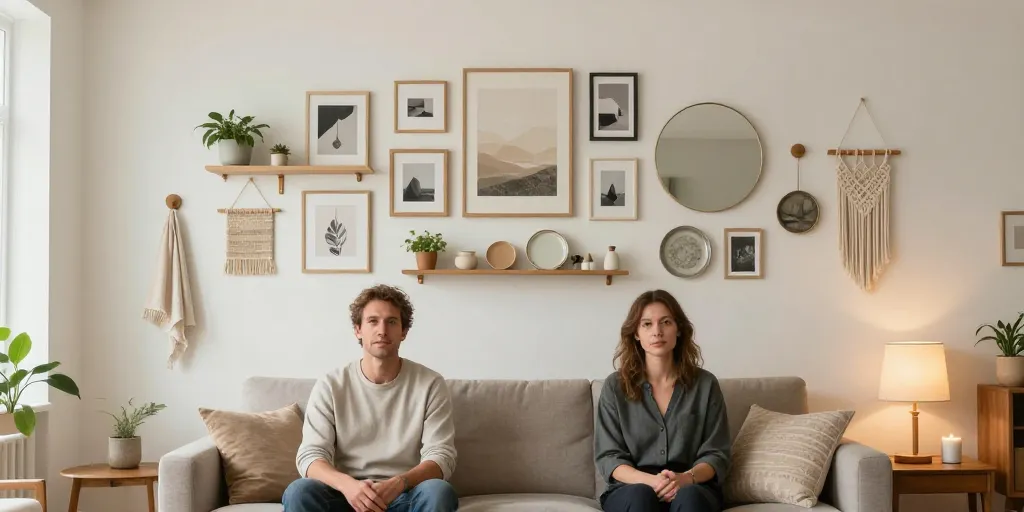 déco au dessus d'un canapé