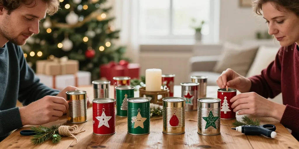 deco noel avec boite de conserve