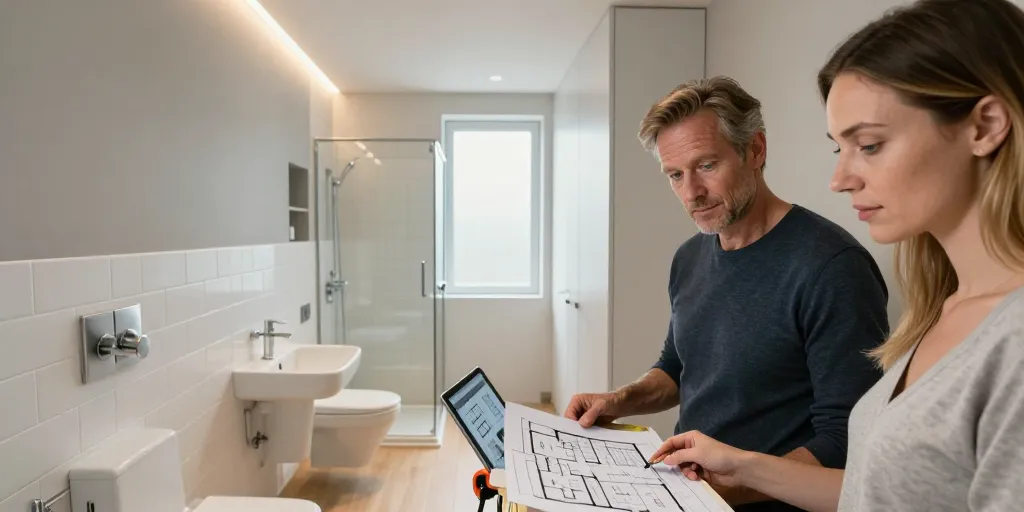 plan salle d'eau en longueur