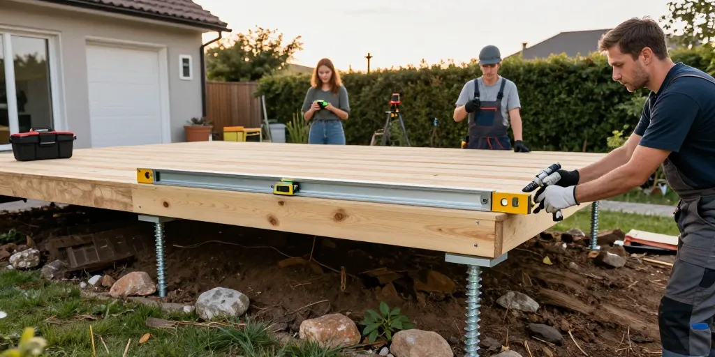 Terrasse sur pilotis en kit : comment rattraper un terrain irrégulier sans tout recommencer ?
