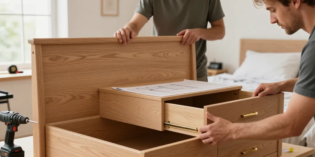 fabriquer une tete de lit en bois avec rangement
