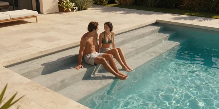 escalier piscine béton